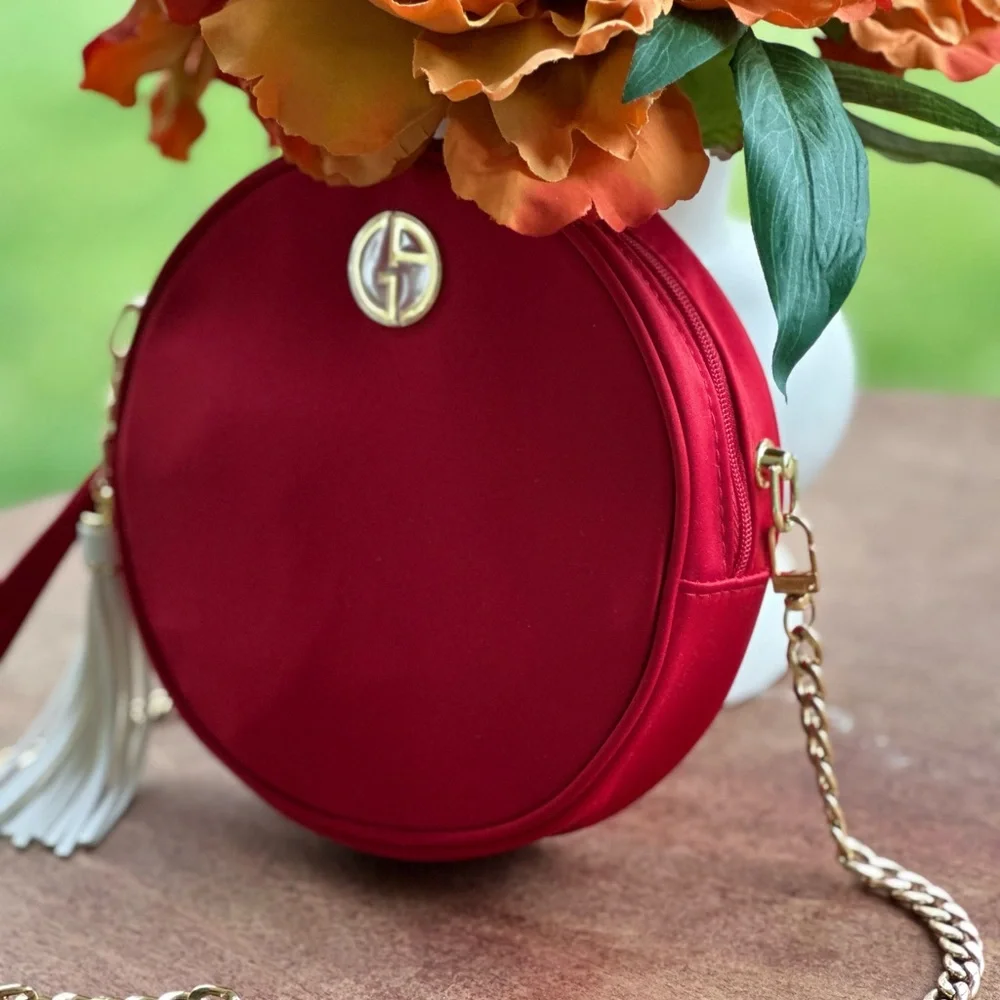 New Givenchy Beauty Red Round Cannister Cosmetic Bag Upcycled GWP - Picture 4 of 5